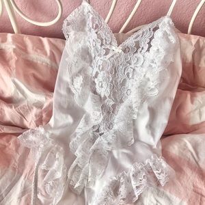Vintage white lace lingerie teddy